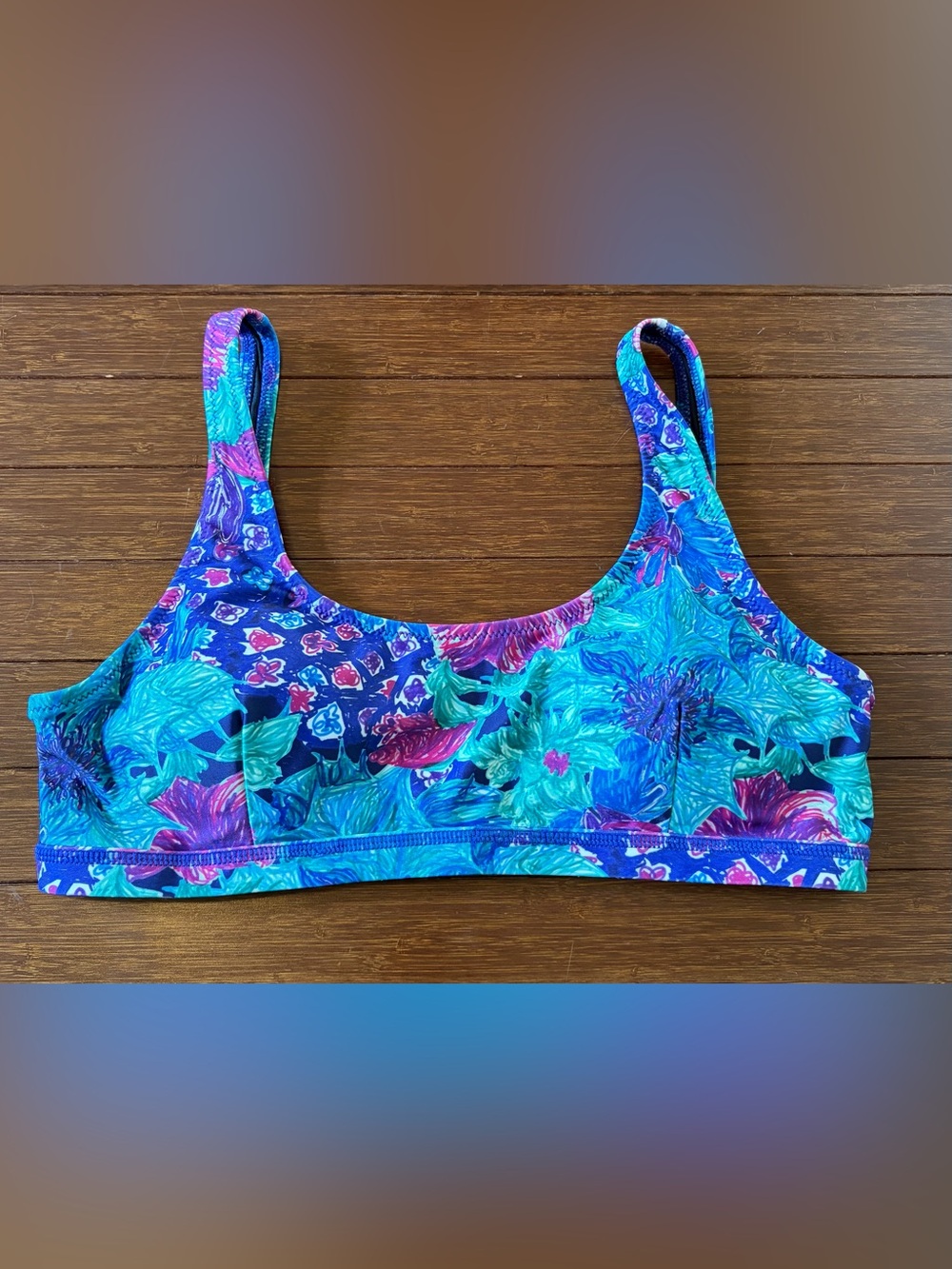 New Born Primitive Women's Blue Purple Summer Floral Festival Boho Bikini Top XL